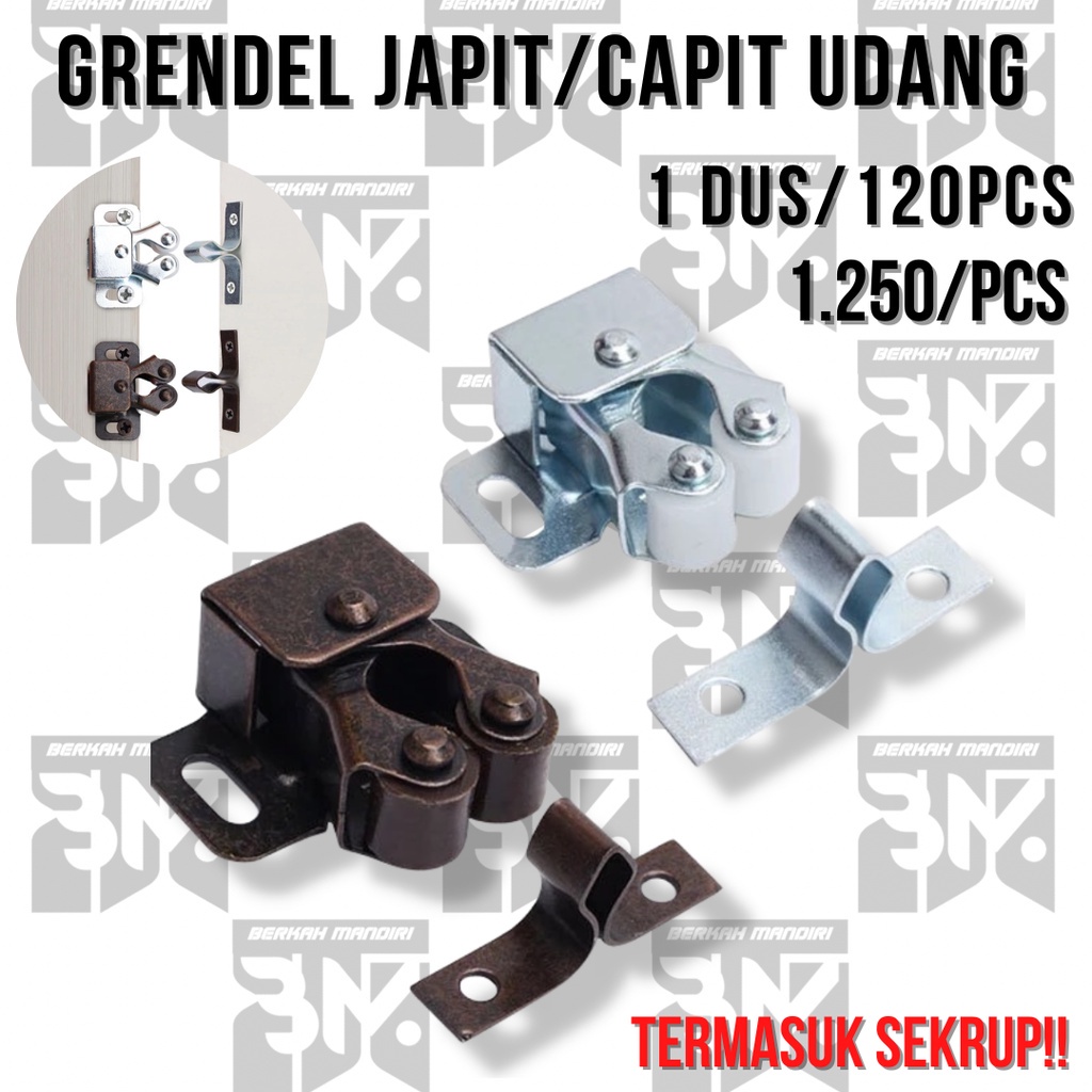 (1DUS/120PCS) Grendel Jepit Udang Mata Ayam Yuyu Massa Capit Klik Catches Lemari Kicenset Etalase Masa Cabinet