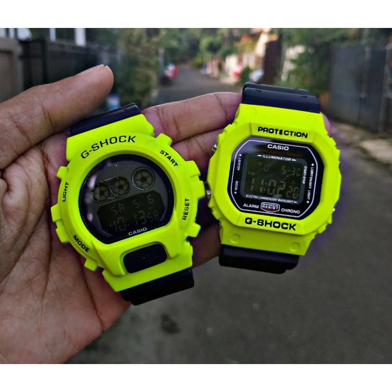 TERBARU JAM TANGAN COUPLE GSHOCK DW6900 HIJAU STABILO DW5600 DIGITAL TALI RUBBER LIMITED EDITION