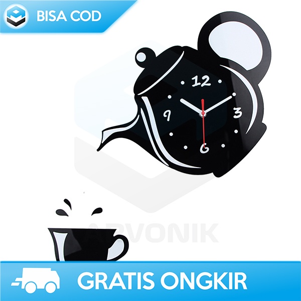 JAM DINDING UNIK 3 DIMENSI MODEL TEKO KOPI WALL CLOCK QUARTZ JAM DIY