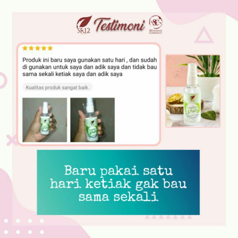 SR12 Deo Spray Deodorant Tanpa Alkohol Dan Pewangi Aman Untuk Anak Dan Remaja Penghilang Bau Keringat Badan Tak Sedap SR12 Ori BPOM