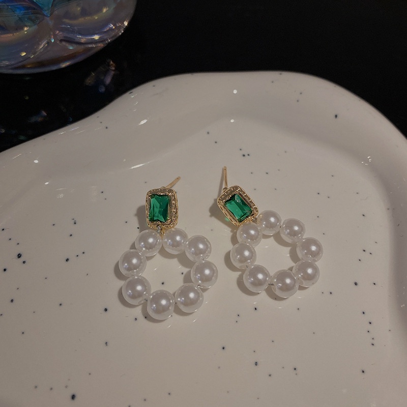 Anting Tusuk Retro Gaya Perancis Desain Geometri Hias Mutiarazircon Untuk Wanita