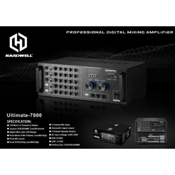 Audio Mixer Power Amplifier Karaoke Hardwell Ultimate 7000 - Bluetooth #Original