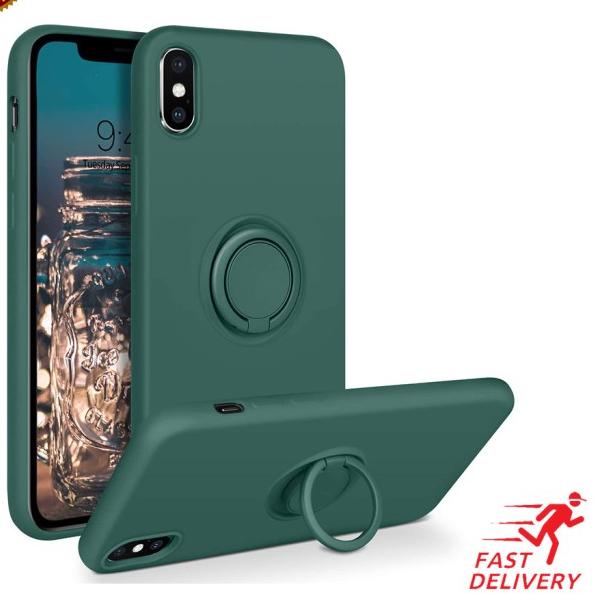 Casing Ring Holder Silicone Soft Case iPhone iPhone X XR XS Max - Hitam, XS Max