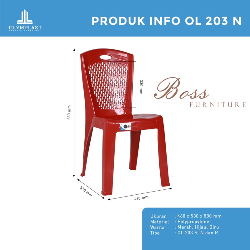Kursi Bangku Plastik Tebal Sandaran Santai Susun Makan OL 203 N Olymplast