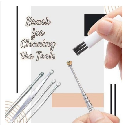A-ZAHRA Korek Kuping Stainless Stell Set 5 In 1/Alat Pembersih Perawatan Telinga Spiral