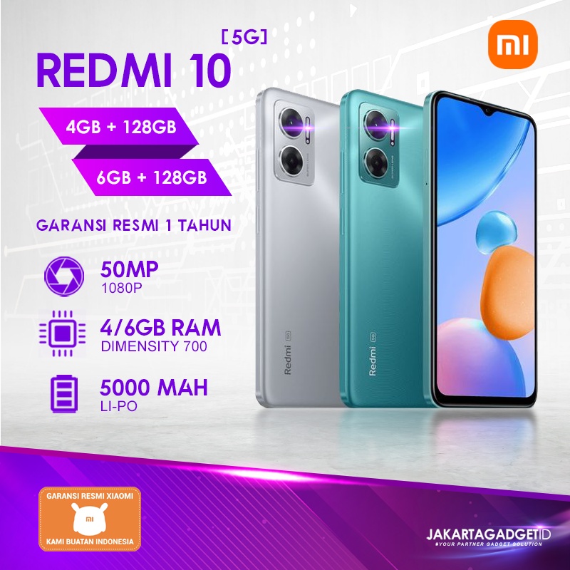 Xiaomi Redmi 10 [5G] 4GB+128GB 6GB+128GB Garansi Resmi Xiaomi 1 Tahun