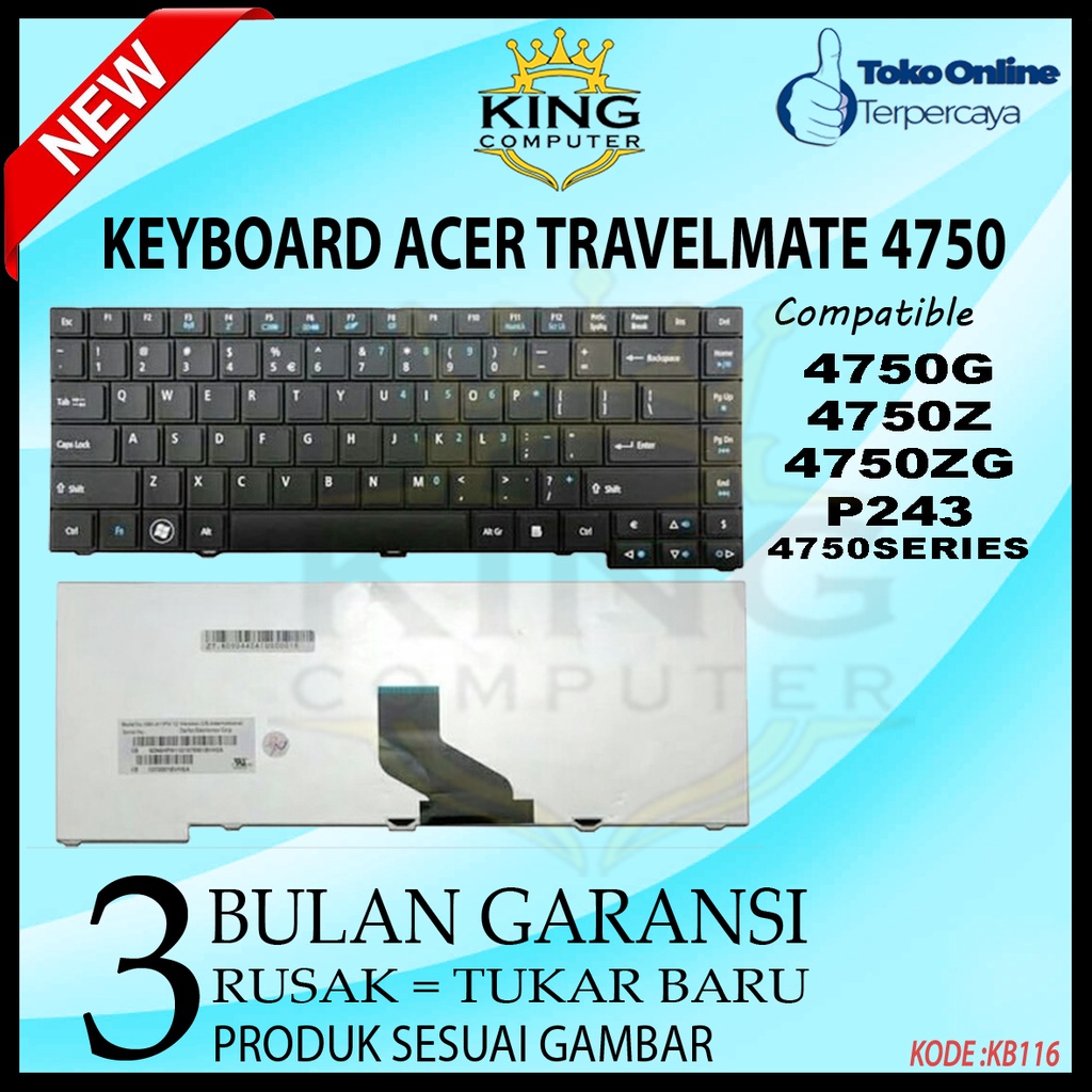 KEYBOARD ACER TRAVELMATE 4750 P243 TM4750 HITAM