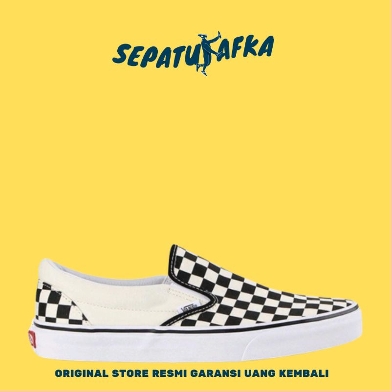 Vans Slip On Checkerboard Black White Sepatu Sneakers Original PT NAVYA