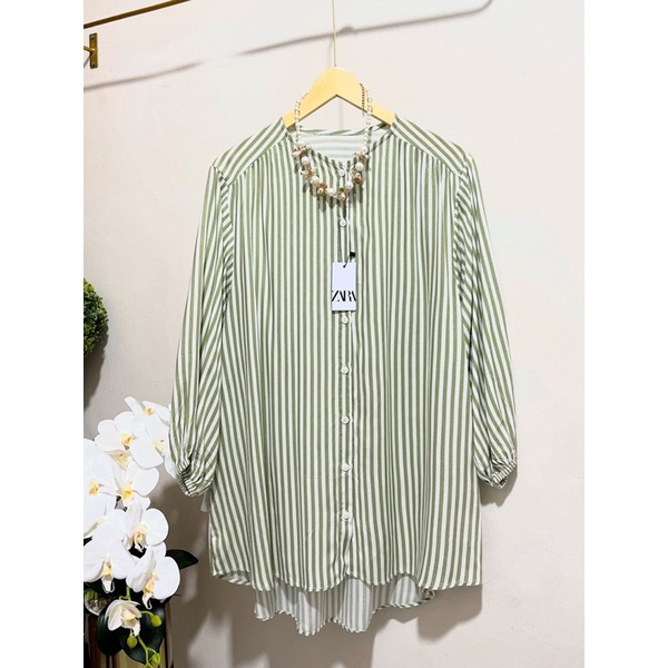 kemeja salur premium / NAZHA SHIRT / kemeja salur wanita / kemeja salur oversize