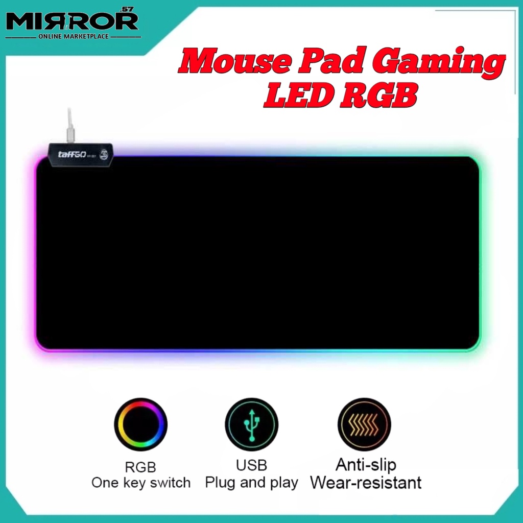 Mouse Pad Gaming LED RGB USB Cable High Precision Anti Air, Anti Slip – 300 x 780 x 4 mm