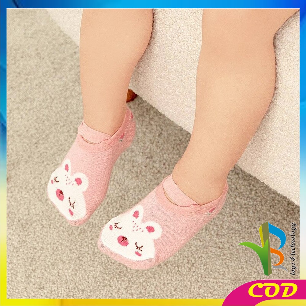 RB-P377 Kaos Kaki Dengan Ankle Strap Anak Bayi / Sepatu Kaus Kaki Anak Bayi Bahan Katun Anti Slip untuk Baby