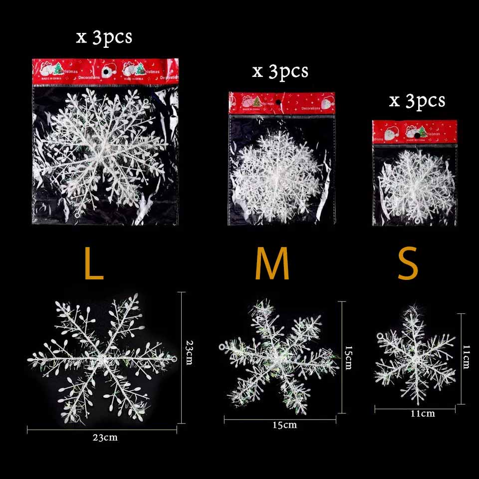 Snowflakes Ukuran M Ornamen Natal Gantungan Pohon Terang