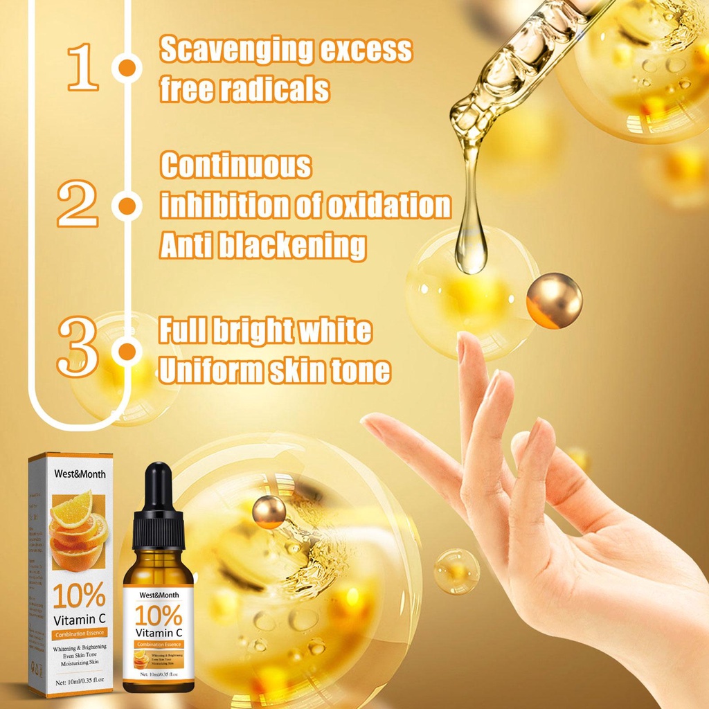 Serum Vitamin C untuk Wajah Memutihkan Serum Wajah Asam Hyaluronic Penghilang Bintik Hitam Produk Perawatan Kulit Korea Perawatan KulVitamin C Serum for Face Whitening Facial Serum Hyaluronic Acid Dark Spot Remover Korean Skin Care Products Skincare