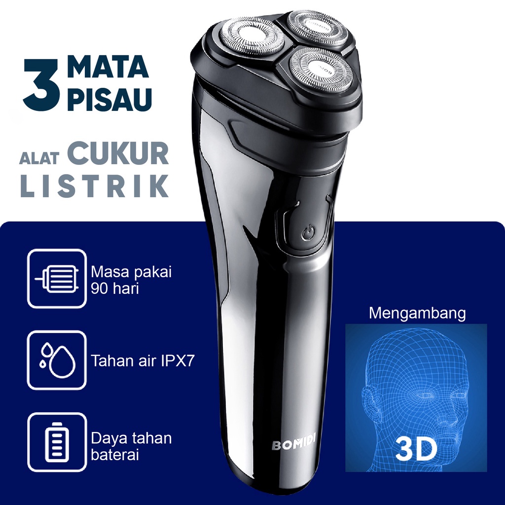 BOMIDI M3 Alat Cukur Rambut Elektrik Shaver Listrik Hitam  Perak  Electric Razor Men