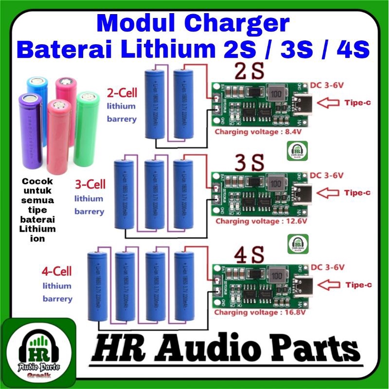 Modul Charger 2S 3S 4S Type-C to 8.4V 12.6V 16.8V Step-Up Boost Lithium Li-ion18650