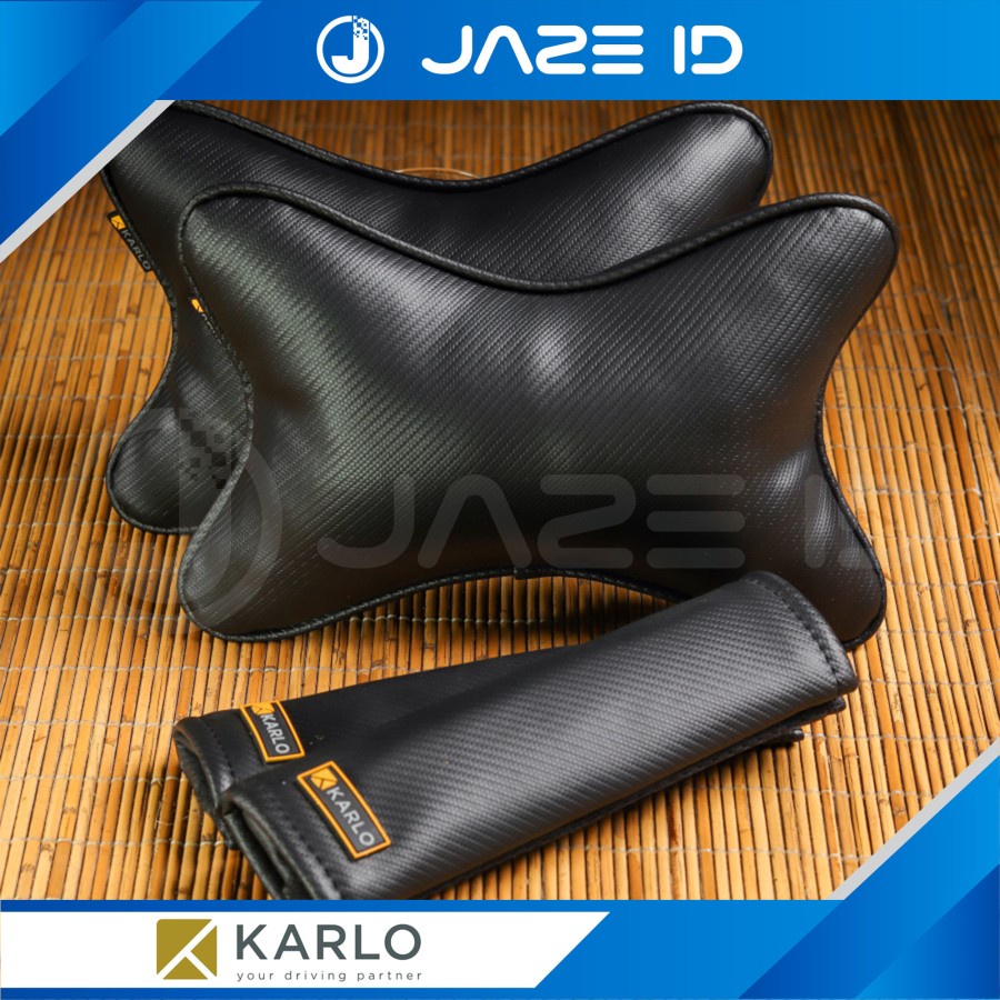 Karlo Paket Bantal Leher Seatbelt Premium Mobil Basic Black Hitam