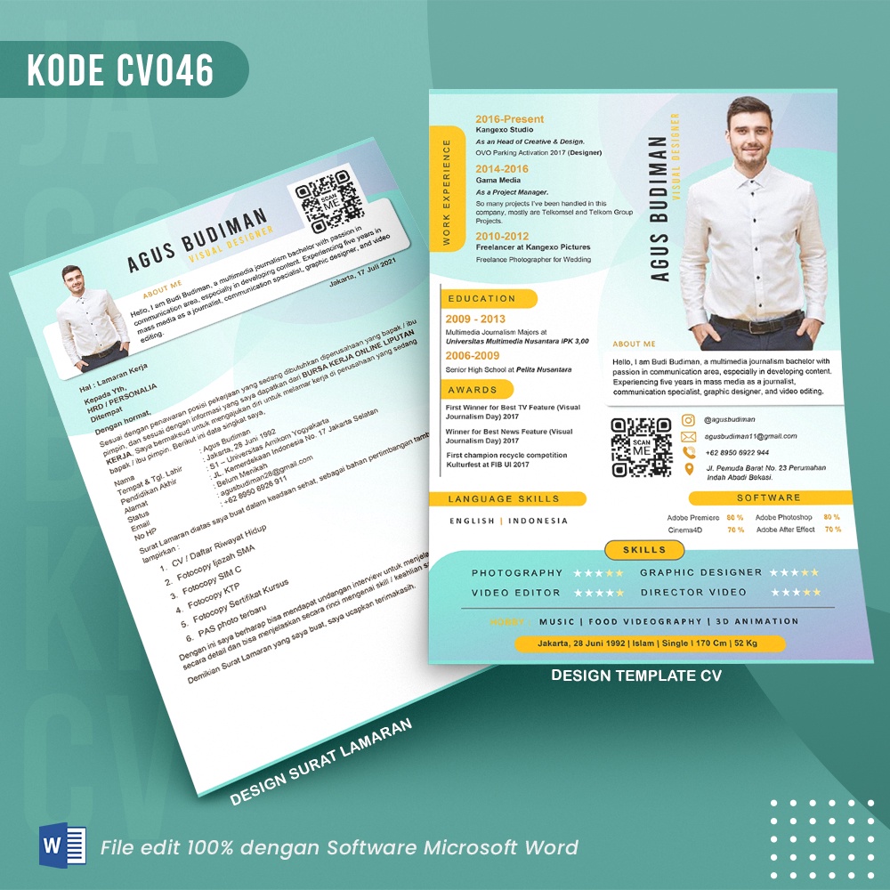 (CV 046) Template CV & Surat Lamaran File Microsoft Word