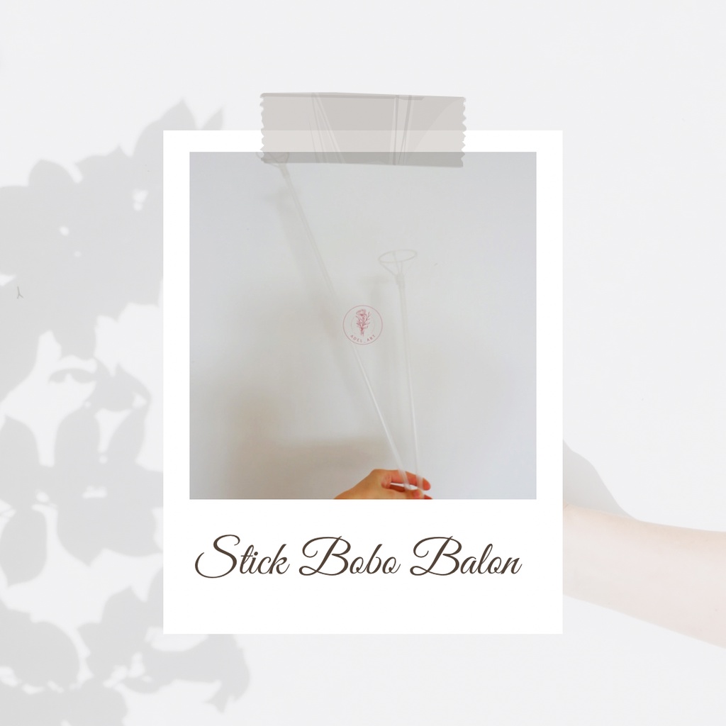 TANGKAI BOBO BALON PLASTIK + CUP WARNA PUTIH TRANSPARAN