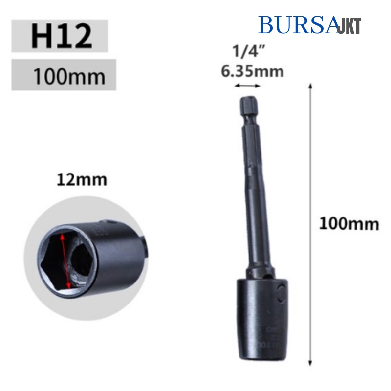 SOCK IMPACT ROTATABLE 30 DERAJAT H12 CR-MO HEX SHANK SOCKET EXTENTION