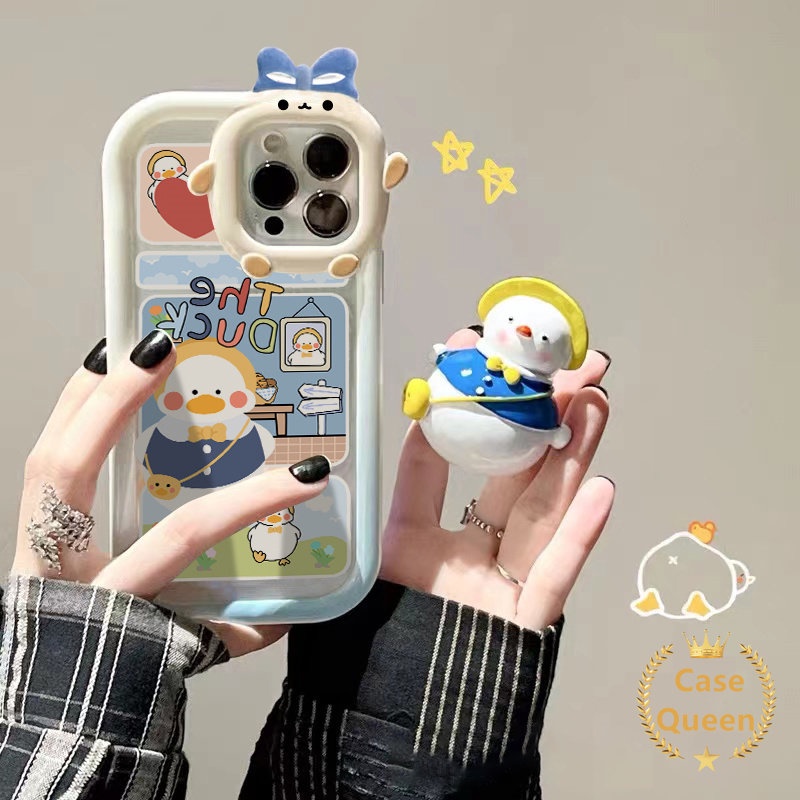 Soft Case Desain Kartun Bebek Monster 3D Untuk Oppo A17 A57 A96 A15 A12 A95 A54 A94 A77s A16K A76 A3s A17K A55 A5s A92 A36 A7 A74 A16E A53 A53 A52 A5Z 5F