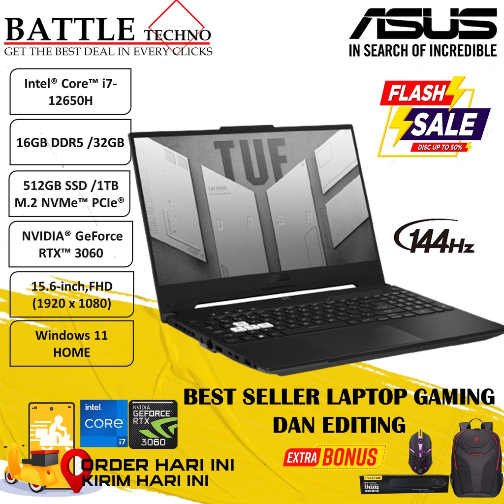 Jual Laptop Gaming Asus Tuf Dash F Fx Zm Intel I H Gb Tb