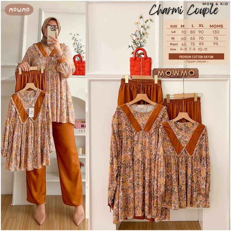 Setelan Moms and Kids Ori Mowmo Elena Set Gauri Set Baju Couple Ibu dan Anak Perempuan One Set Famil