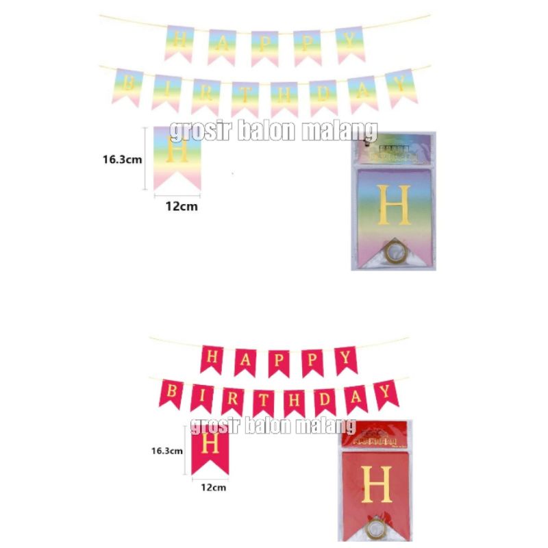 bunting flag banner backdrop happy birthday merah rainbow ultah