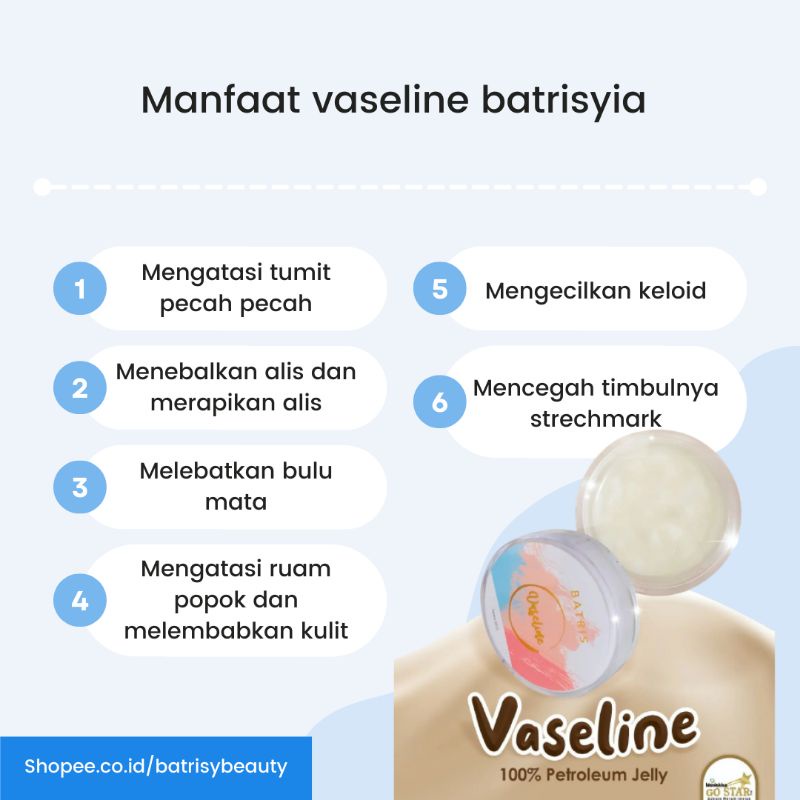 ( BISA COD ) VASELINE/ BATRISYIA VASELINE CREAM KAKI PECAH PECAH/PEMANJANG BULU MATA/PENEBAL ALIS/PELEMBAB KULIT/PENGHALUS TUMIT/ PENGHILANG MATA IKAN