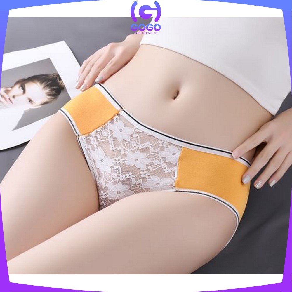 GOGO-P129 Celana Dalam List Garis Renda Bunga / Kolor Wanita Dewasa / Undies Wanita Import Motif Polos