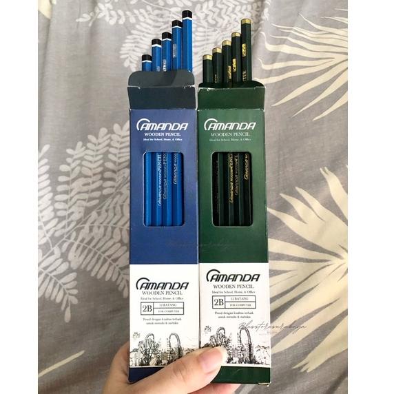 

✪ (ISI 12pc) Pensil 2B / Pensil Ujian Komputer Amanda Hijau Biru ㅺ