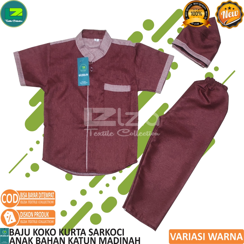 BAJU KOKO ANAK STELAN BAJU KURTA ANAK SARKOCI ANAK BAHAN KATUN MADINAH