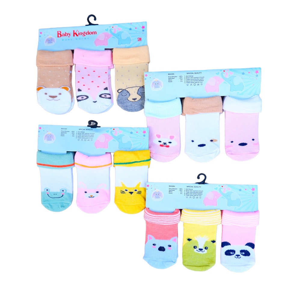 Kaos Kaki Bayi isi 3 Pasang Baby Kingdom SNI