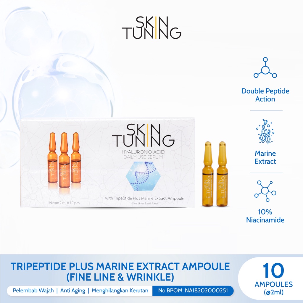 SKIN TUNING Tripeptide Plus Marine Extract Ampoule (Fine Line &amp; Wrinkle) Pelembab Wajah Anti Aging Menghilangkan Kerutan