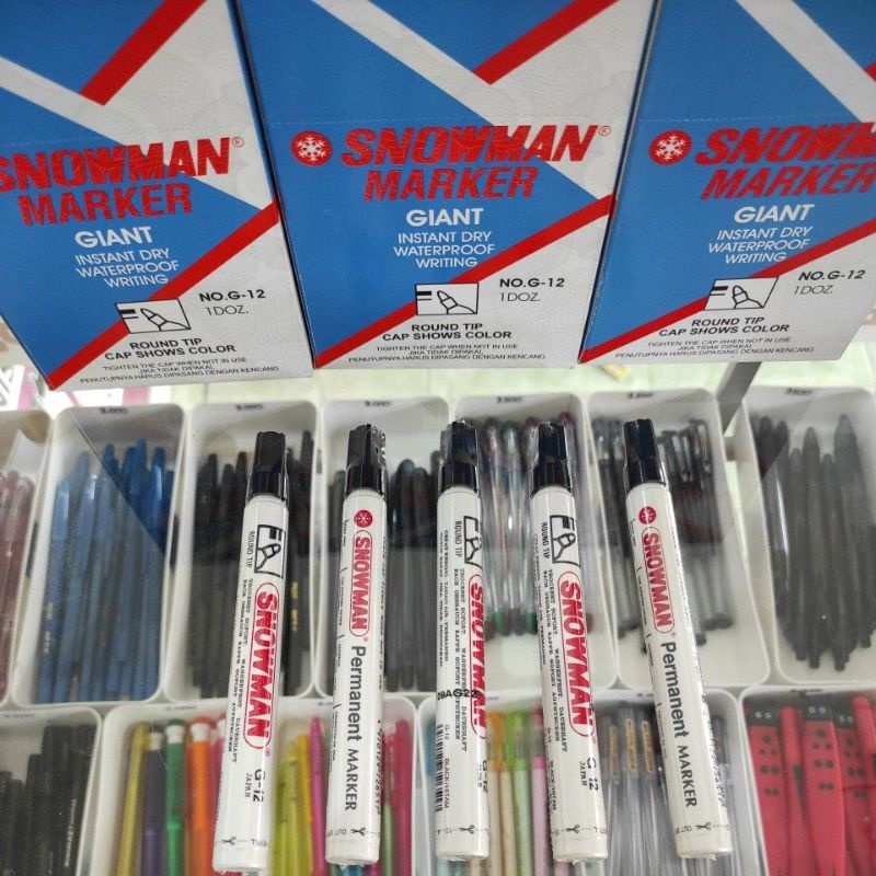 

Spidol SNOWMAN PERMANENT warna HITAM isi 12pcs