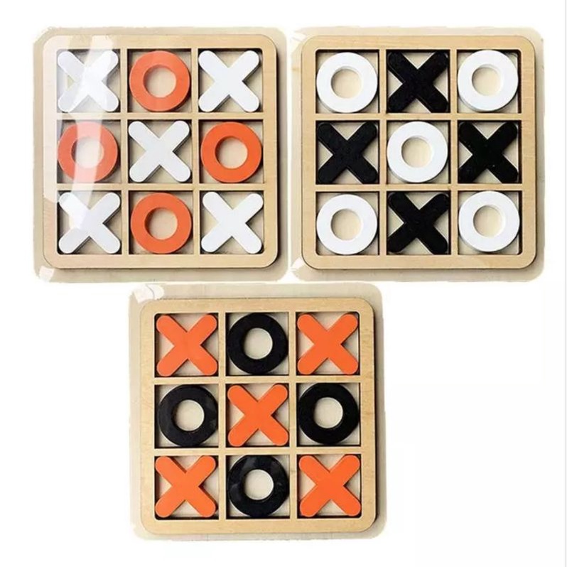 Mainan Edukasi Catur Tic Tac Toe Bahan Kayu Chess XO Mainan Kayu Anak