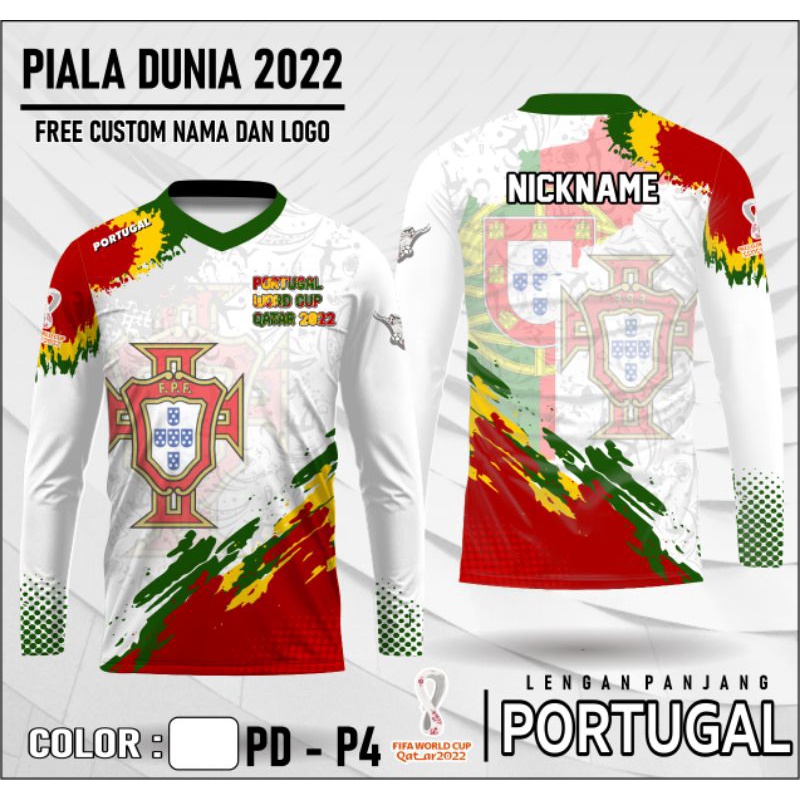 Jersey piala dunia QATAR 2022 Portugal lengan panjang free custom
