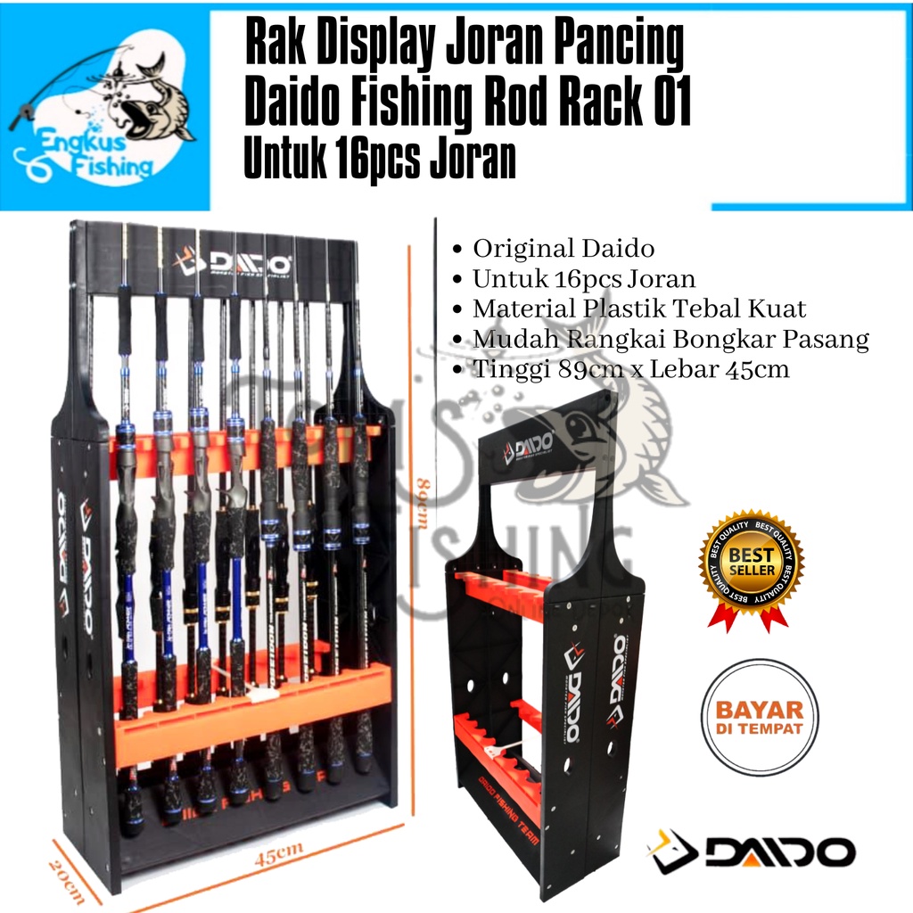 Rak Display Joran Pancing Daido Fishing Rod Rack 01 (Kapasitas 16pcs) Murah Kuat - Engkus Fishing