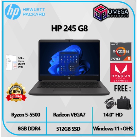 Laptop HP 14 245 G8 AMD Ryzen 5 5500 8GB 512SSD Vega7 14.0&quot; HD Windows 11