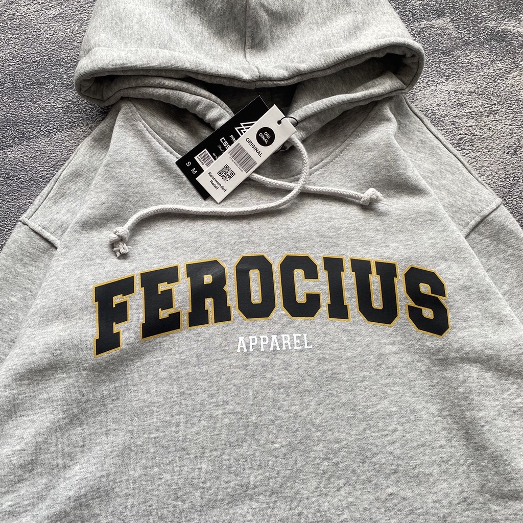 Jaket Sweater Hoodie FEROCIOUS - Grey Misty [FREE STICKER]