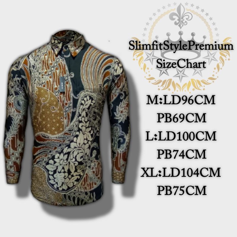 Kemeja Batik Pria Modern Lengan Panjang Casual Modis Slim Fit Trendy Masa Kini