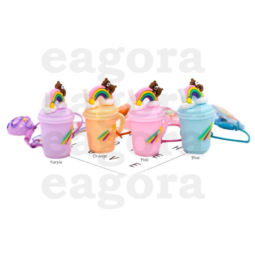 Gantungan Kunci Rainbow Boba Keychain Motif Minuman Pelangi Gantungan Tas