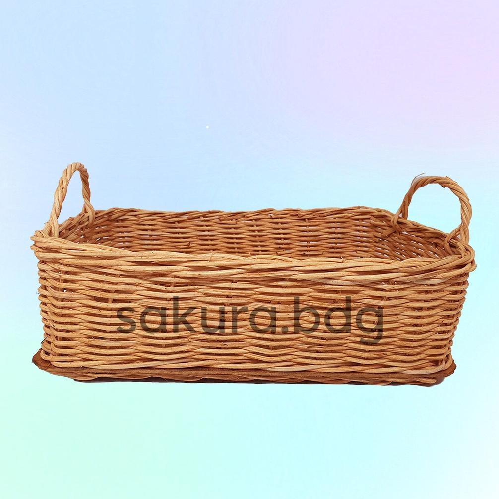 

K84MB - Keranjang rotan cantelan alas triplek M 30x20x9 cm hampers lebaran parcel buah kue snack kosmetik hantaran seserahan souvenir