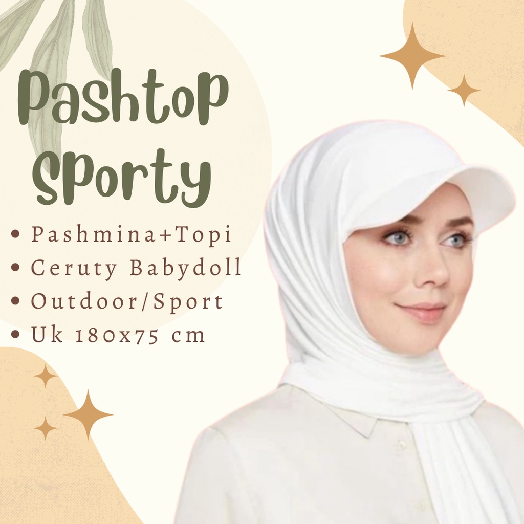 PASHTOP Pashmina Sporty Topi | Pasmina Topi Instan Premium Stylist | Kekinian 2022 Viral | Hijab Top