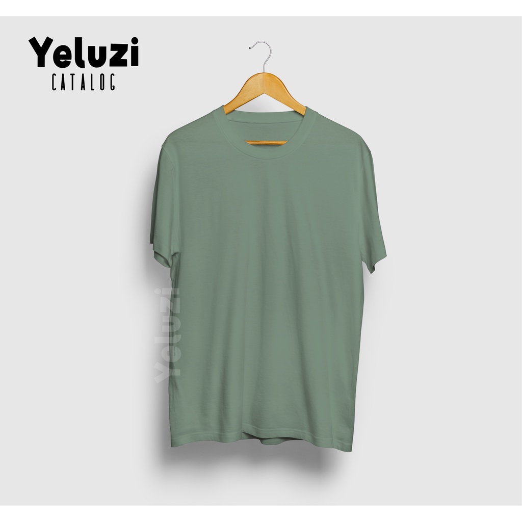 Kaos Oblong Polos Hijau Semen Unisex Premium - Katun Combed 24s - YELUZI