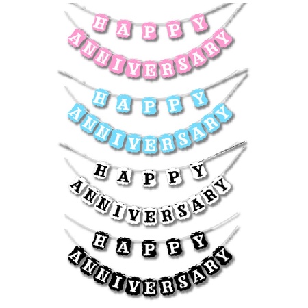 BANNER HAPPY ANNIVERSARY DEKORASI HIASAN KUE TOPPER KUE TART DECORATION
