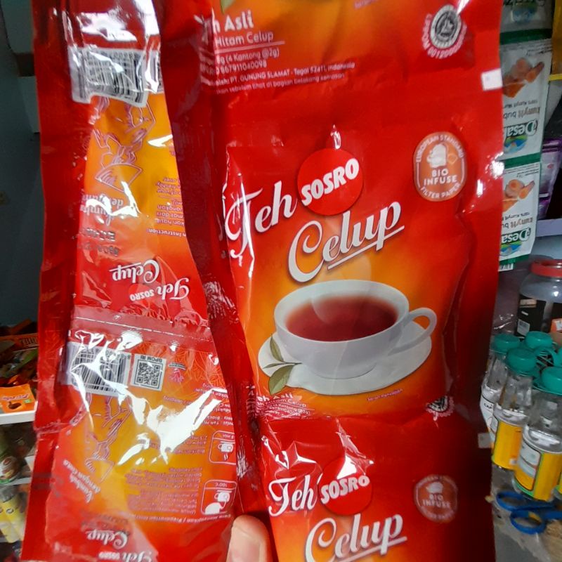 teh celup sosro teh hitam  sachet (12 sachet )