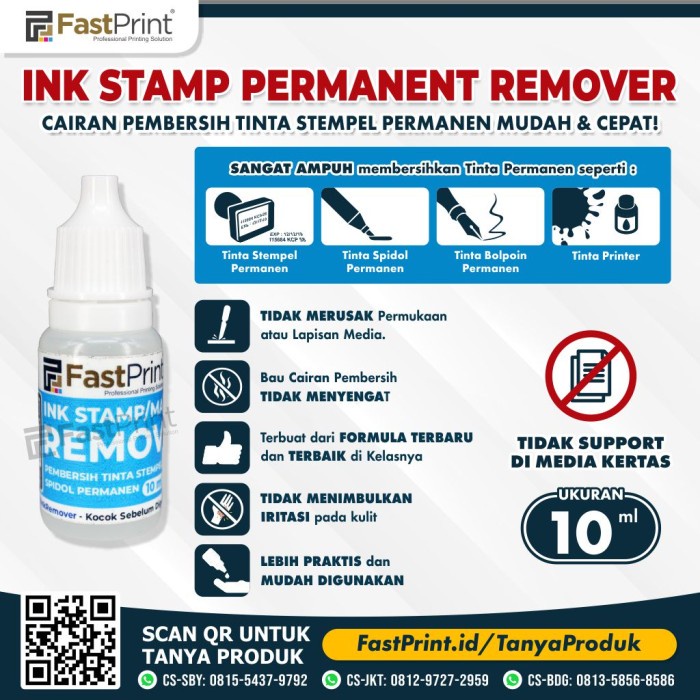 

Fast Print Cairan Pembersih Penghapus Tinta Stempel Permanen 10Ml
