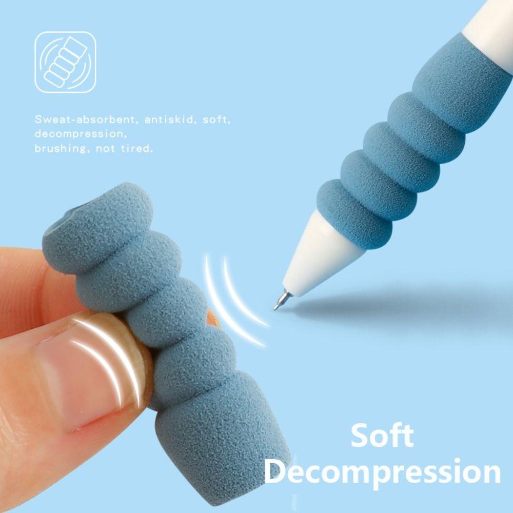 Top 4/6PCS/Set Press Pena Netral Tinta Hitam 0.5mm Perlengkapan Kantor Sekolah Alat Tulis ST Tip Soft Grip Gel Pen