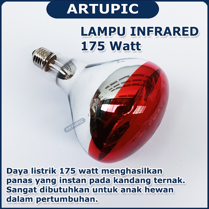 Lampu Infrared Pemanas Babi Ayam Kambing Sapi 175 watt Penghangat Hewan Ternak Kandang Melahirkan Induk