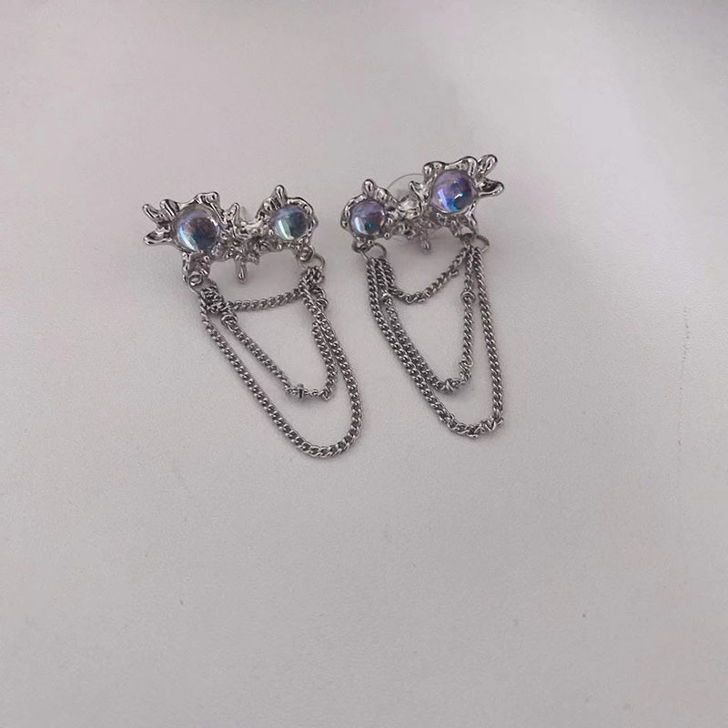 Anting Tusuk Gantung Desain Batu Moonstonerumbai Gaya Mewahharajukukorea Untuk Wanita